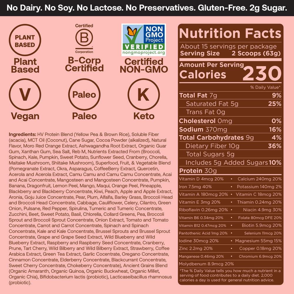 Happy Viking Chocolate Protein scoop highlights accurate serving for balanced plant-based shakes.