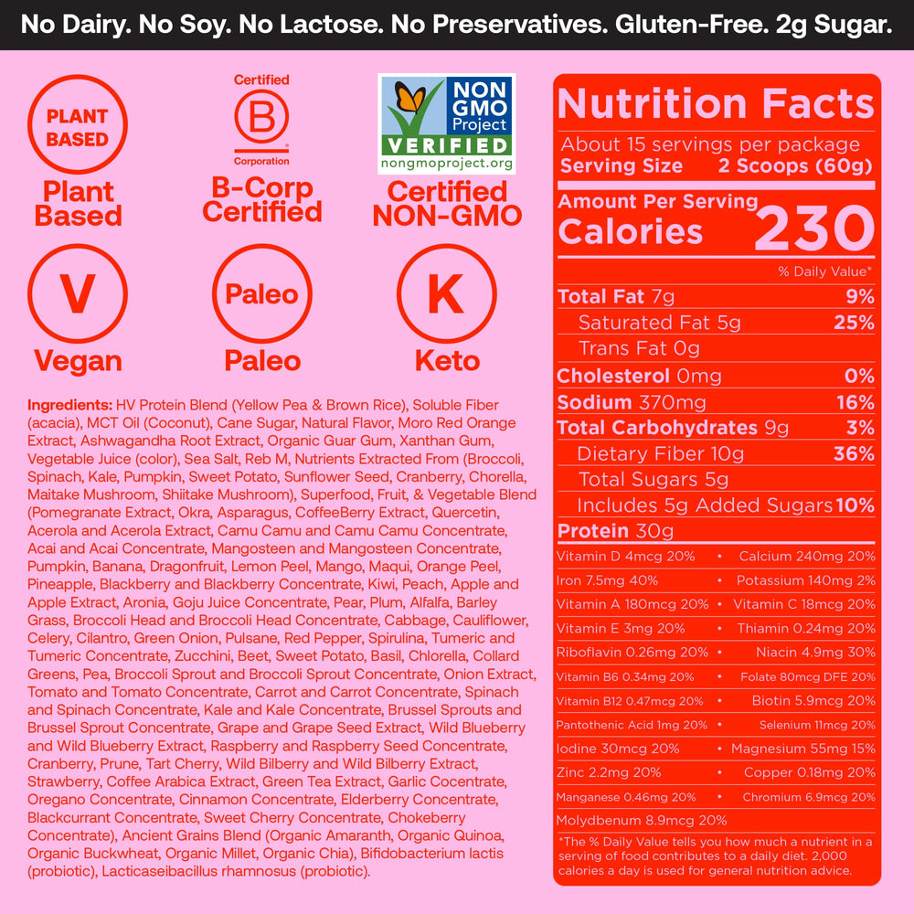 Happy Viking Strawberry Protein label showing 30g protein per serving for fullness