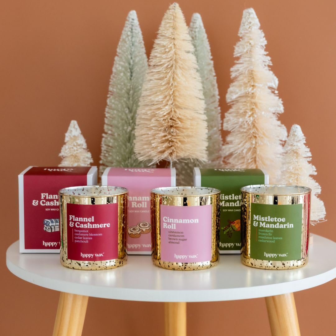 Happy Wax Cinnamon Roll candle in gift-ready packaging for gifting