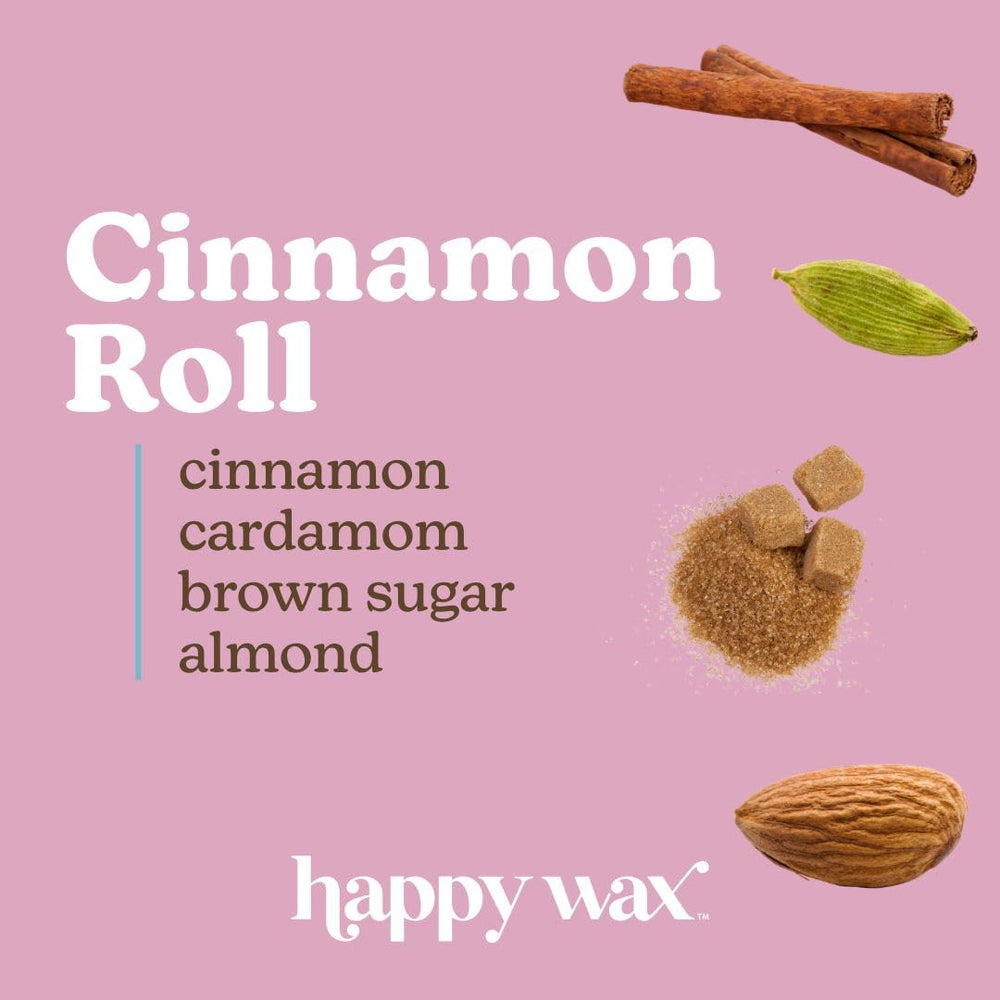 Happy Wax Cinnamon Roll wick detail showing clean burn potential