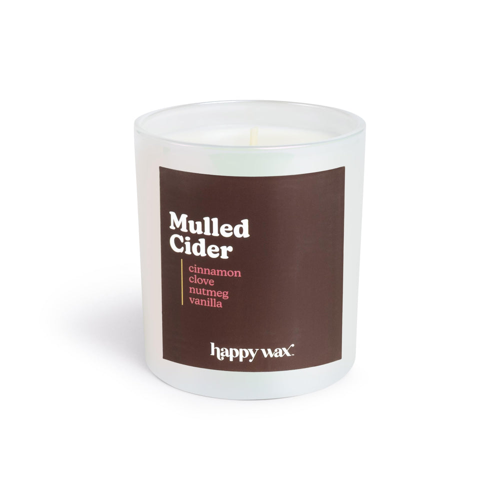 Happy Wax Mulled Cider candle exudes cozy aroma for autumn evenings