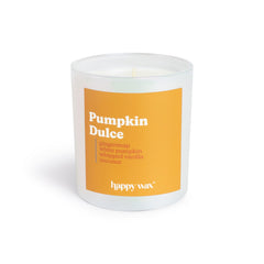 Happy Wax Pumpkin Dulce front view with natural soy candle and autumn aroma