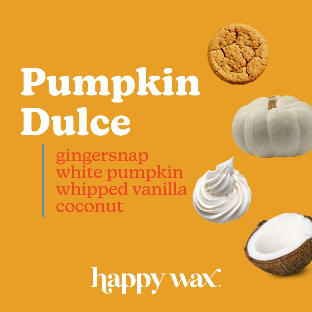 Happy Wax Pumpkin Dulce candle lit releasing warm spice notes