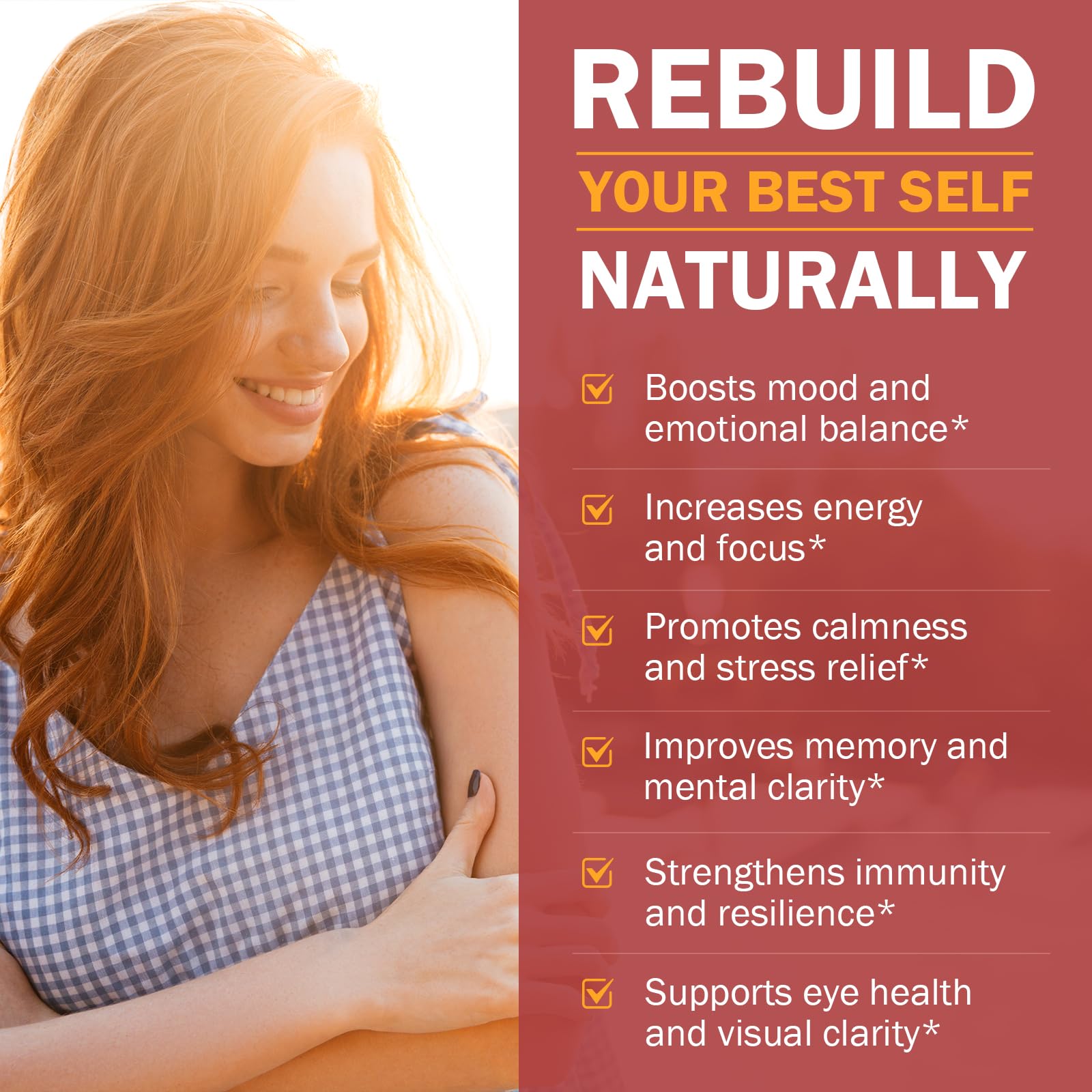 Happy Saffron Plus capsules close-up, highlighting clarity and daily focus.