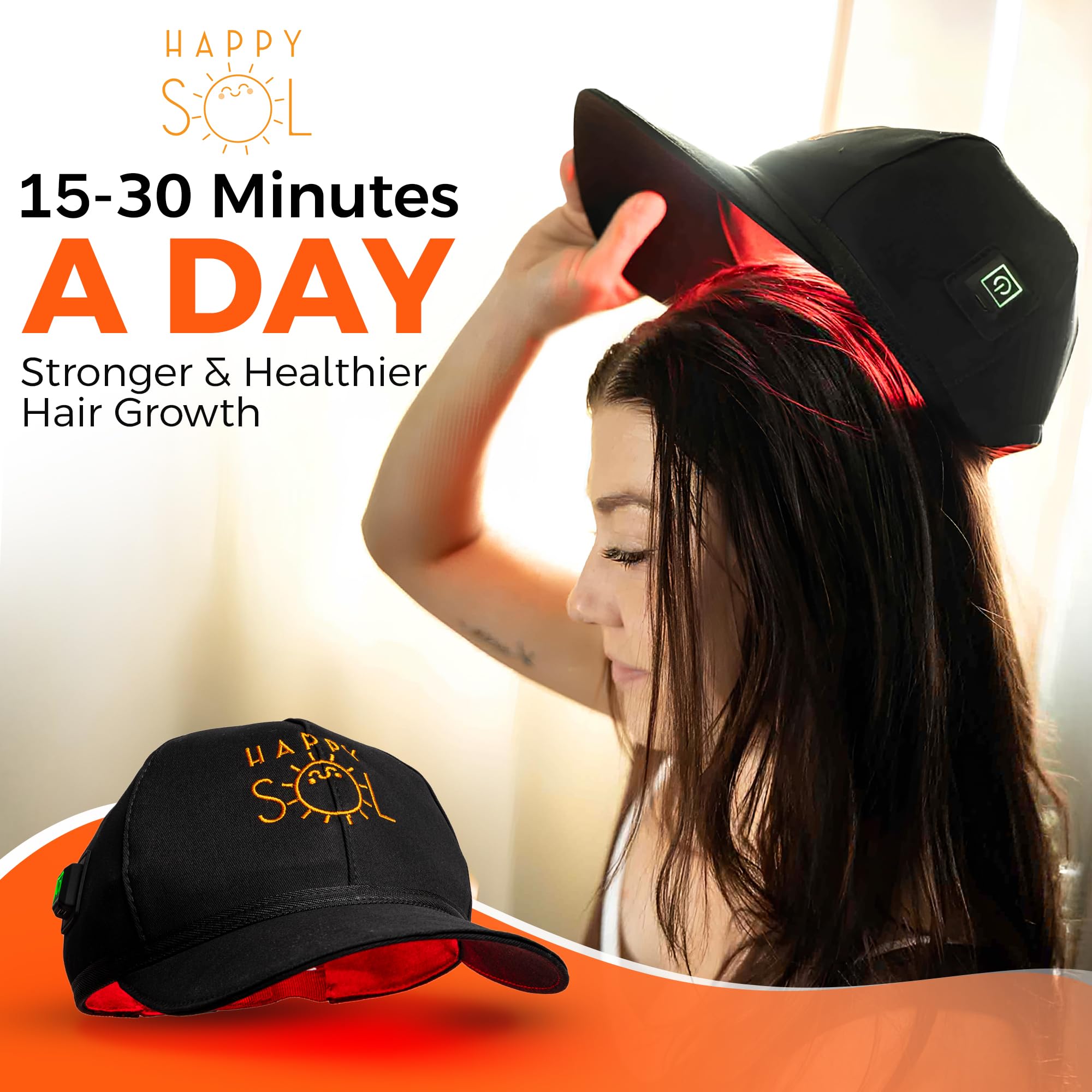 Happy Sol Red Light Cap includes warm compress to promote soothing heat and circulation.