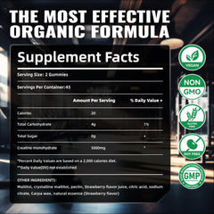 Happyummmm Creatine Gummies pack shot shows 90-count bottle for convenient everyday use.