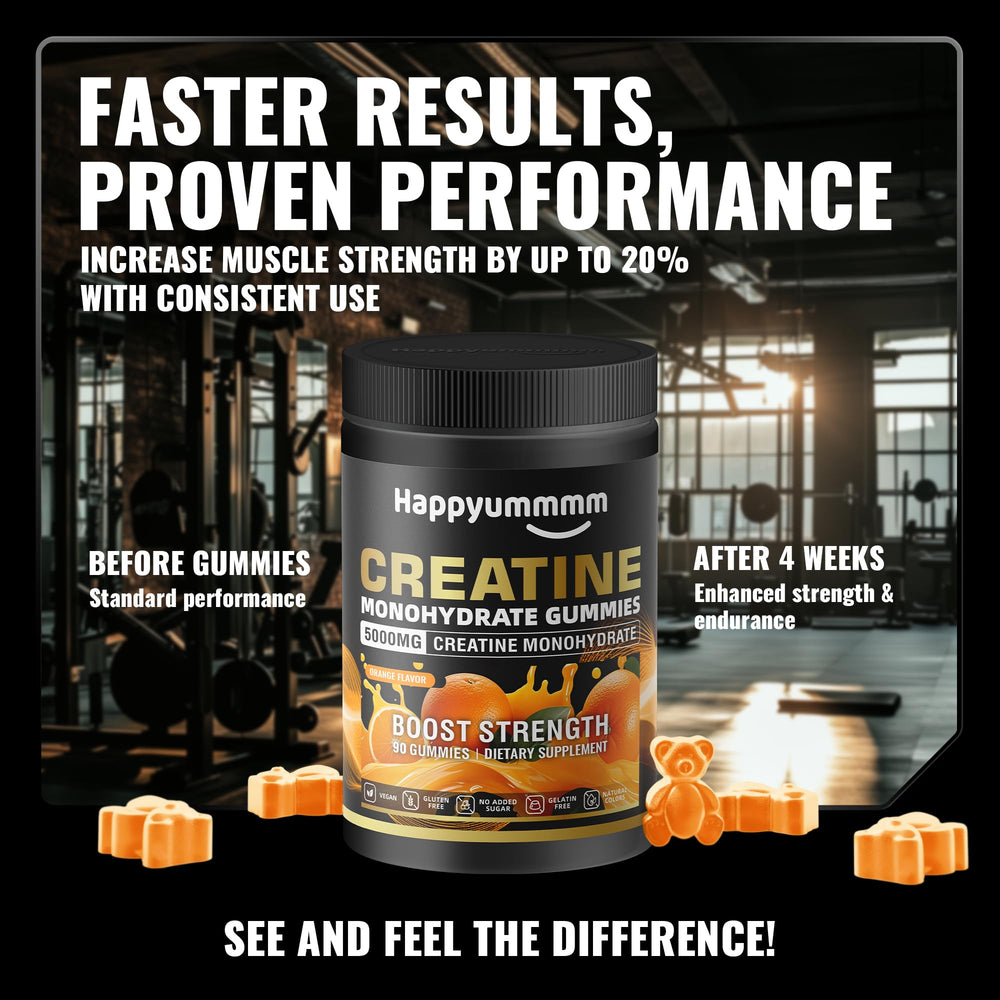 GMP-tested seal on Happyummmm Creatine Gummies for quality