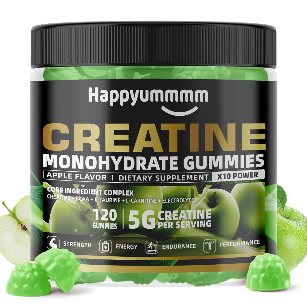 Happyummmm creatine gummy apple power-workout aid.