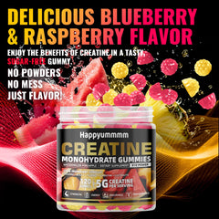 Pineapple and Watermelon flavors on Happyummmm Creatine Gummy pack