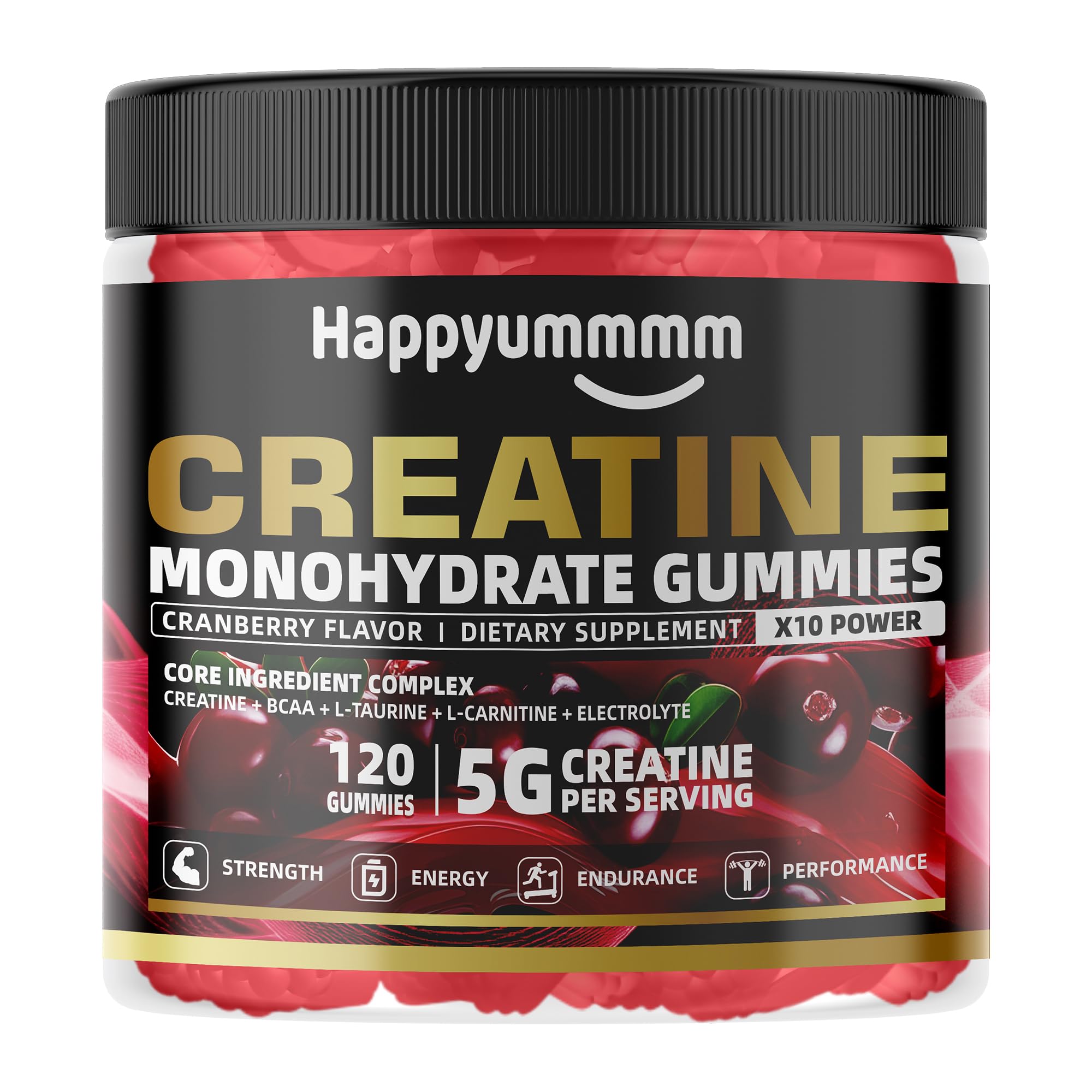 Gummies beside a bottle and water for post-workout recovery