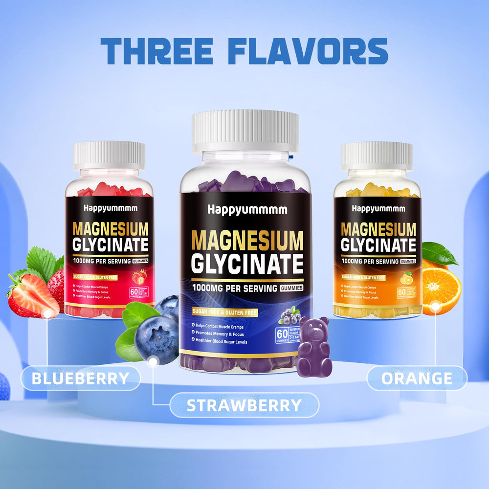 Happyummmm Magnesium Glycinate Gummies Blueberry daily-use setup supports your wellness routine.