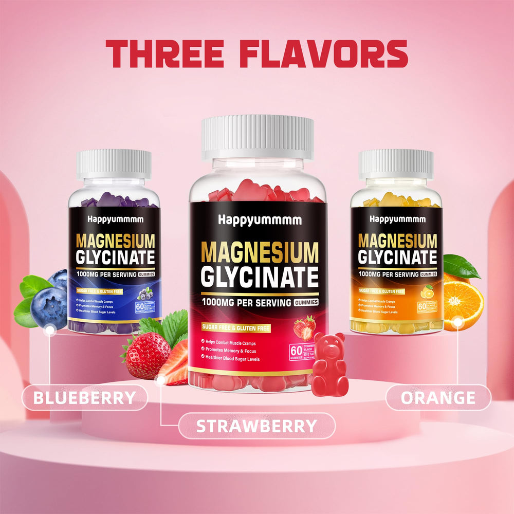 Happyummmm Magnesium Glycinate Gummies family-use shot suggests easy incorporation into daily wellness.