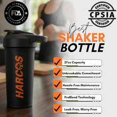 Harcos protein shaker leak-proof lid preventing spills during workouts