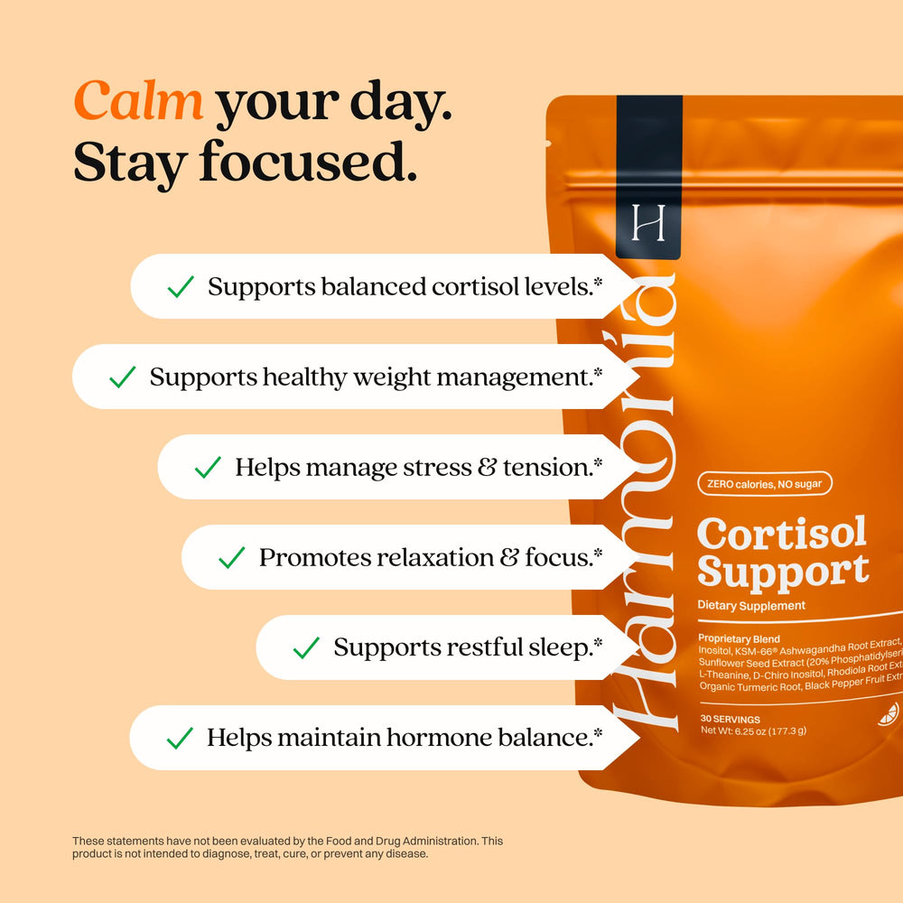 HARMONÍA Cortisol Cocktail highlights ashwagandha in a formulation for daily balance.