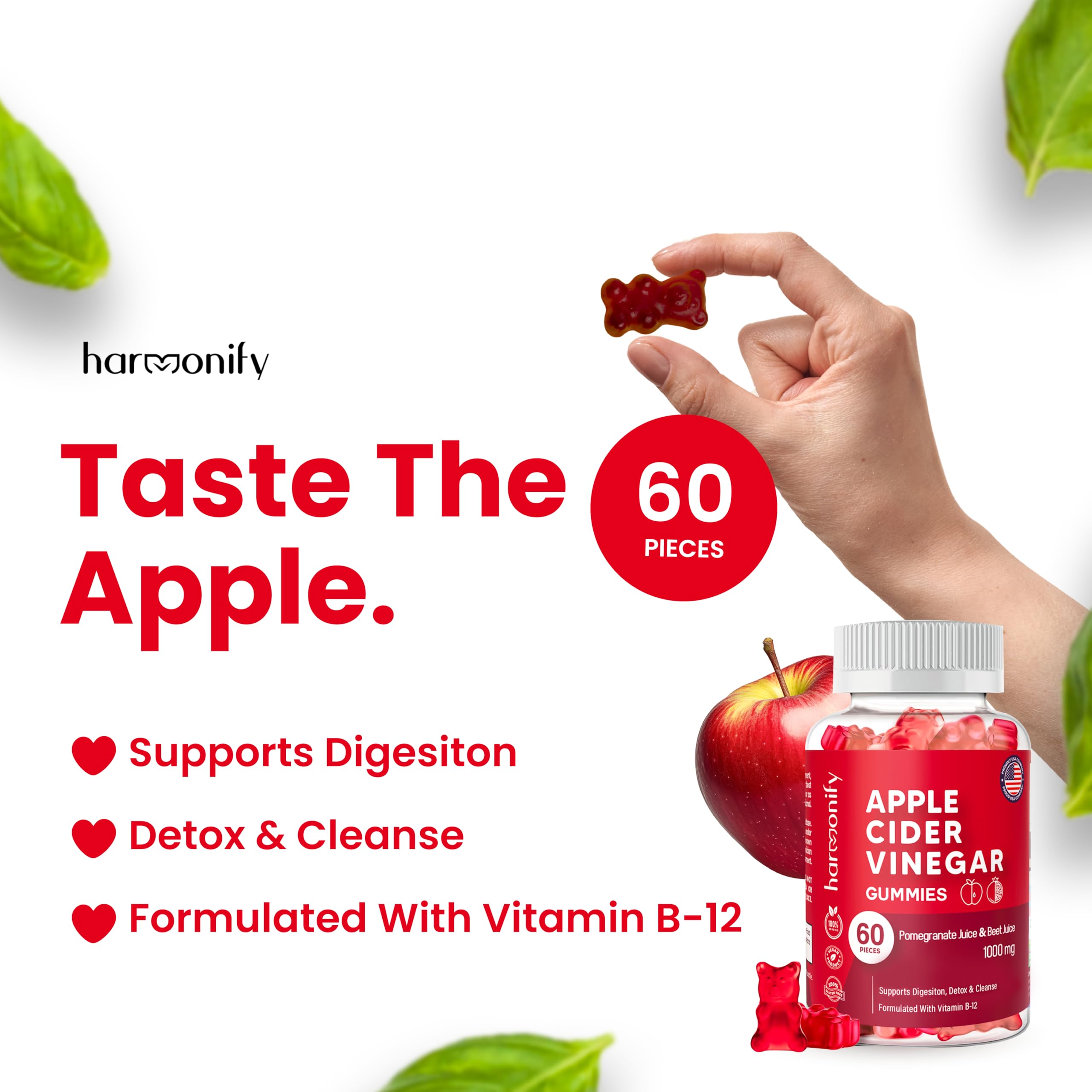HARMONIFY serving scoop shows 60-count, convenient daily serving