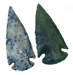 HARMONIZE spearhead closeup reveals natural agate texture for mindful practice.