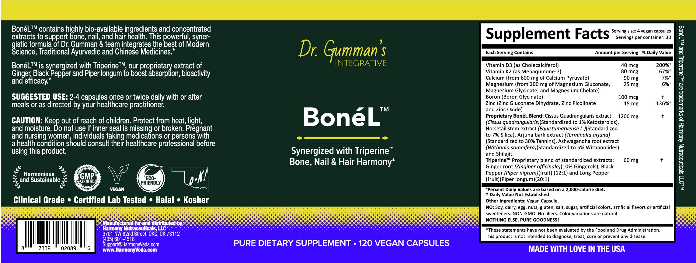 Harmony Bone’L packaging highlights organic sourcing and fair-trade practices.