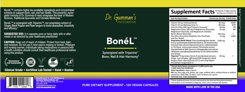 Harmony Bone’L packaging highlights organic sourcing and fair-trade practices.