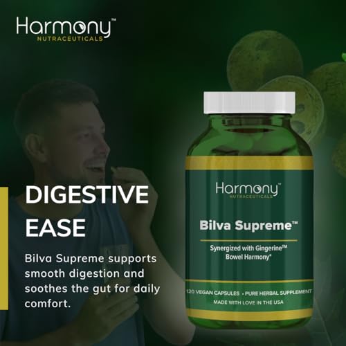 Harmony Nutraceuticals Bilva Supreme bottle back explains ingredients.