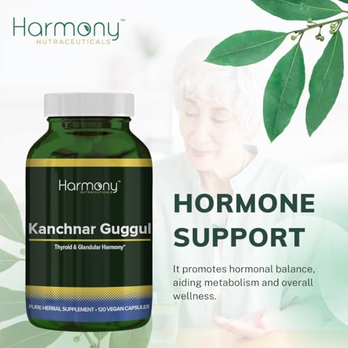 Harmony Nutraceuticals Kanchnar Guggul capsules closeup showing vegan formula and purity