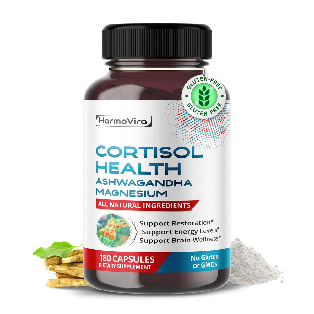 HarmoVira CORTISOL Health bottle with capsules signaling daily stress support and balance