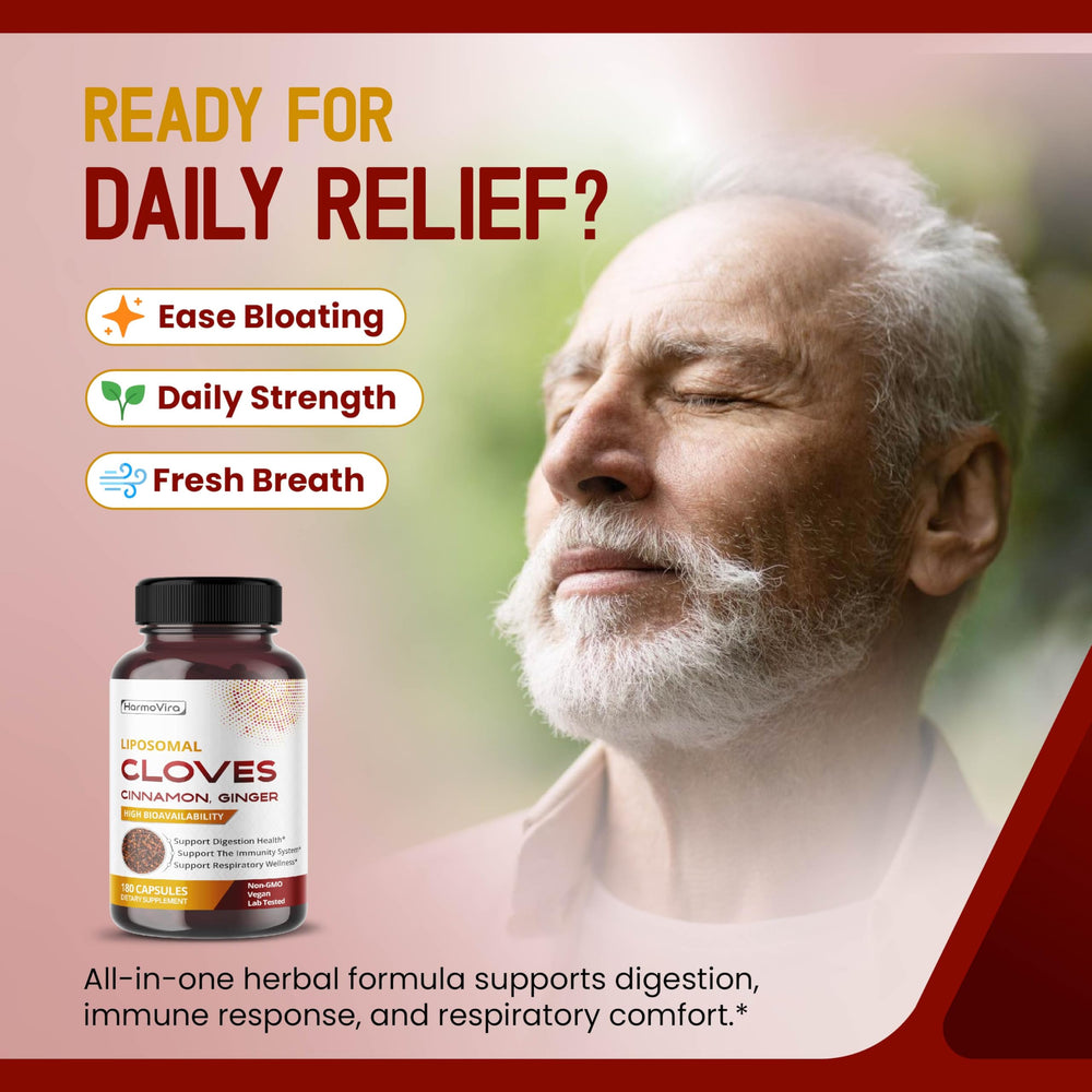 HarmoVira liposomal cloves capsules designed for convenient daily use.