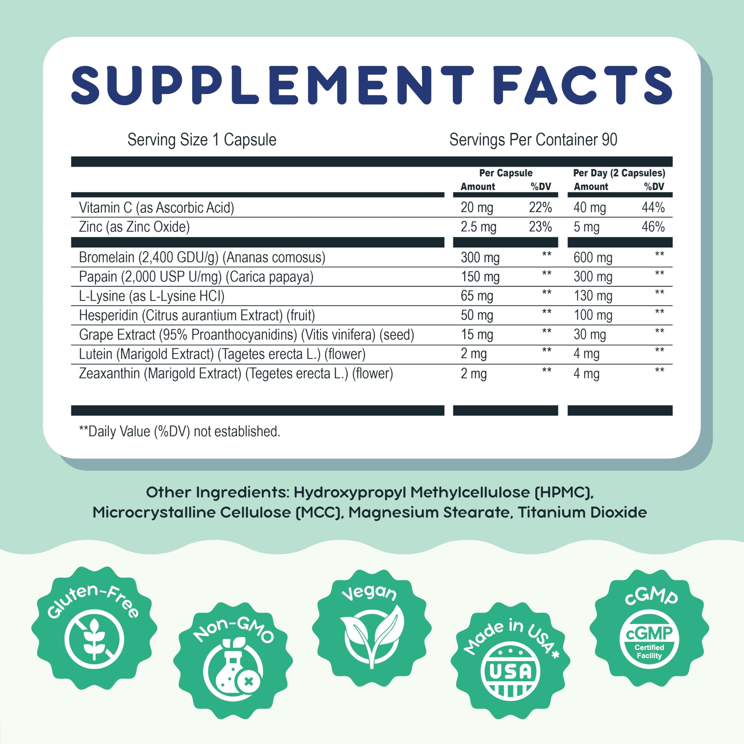 Haro Health lutein and zeaxanthin capsules close-up highlighting key nutrients.