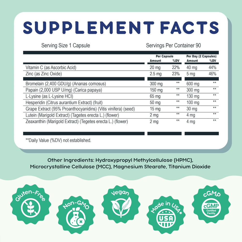 Haro Health lutein and zeaxanthin capsules close-up highlighting key nutrients.