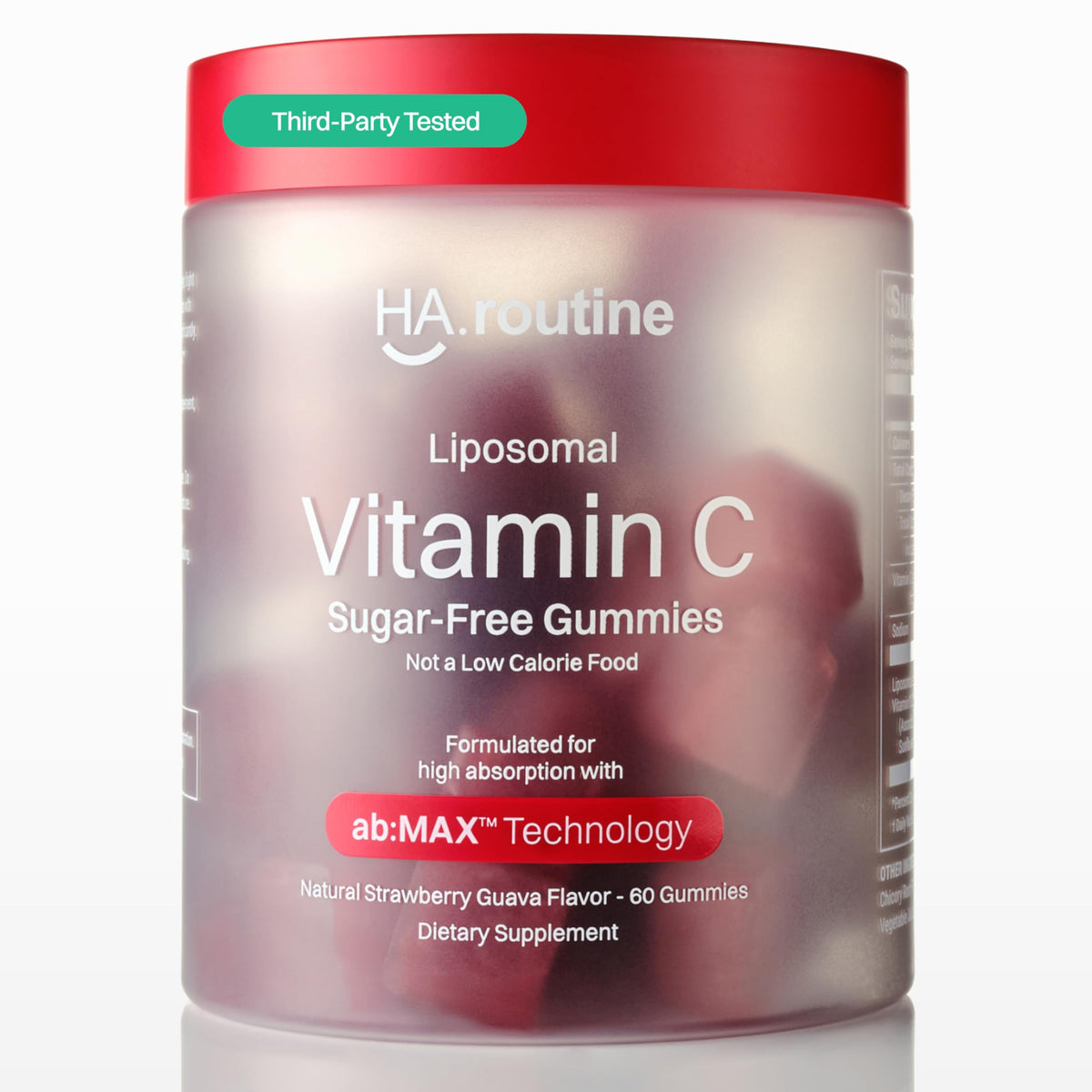 Haroutine liposomal vitamin C gummies bottle shows high-absorption formula.