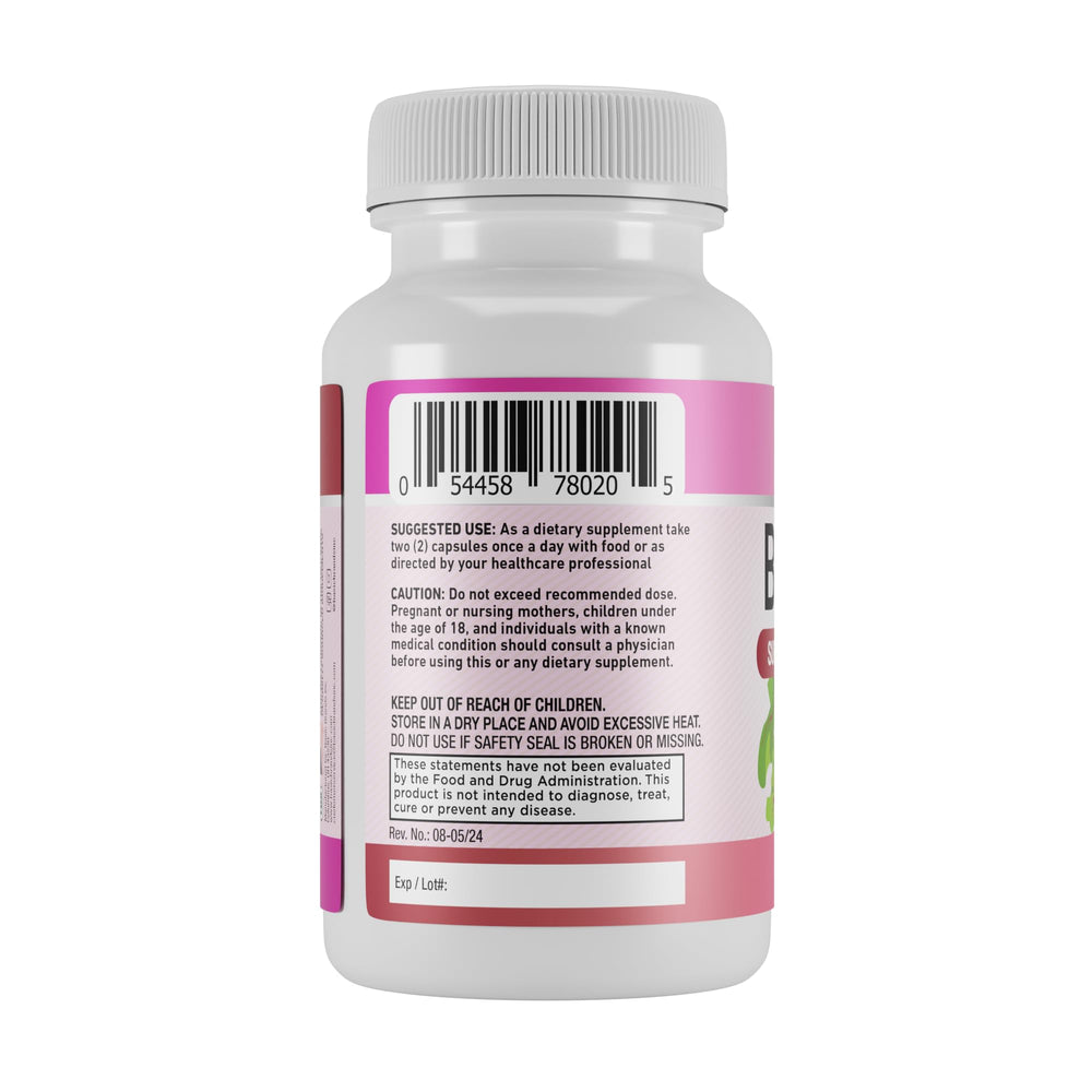 Close-up of Harvest of Nature Beet Root 1300mg capsules in focus