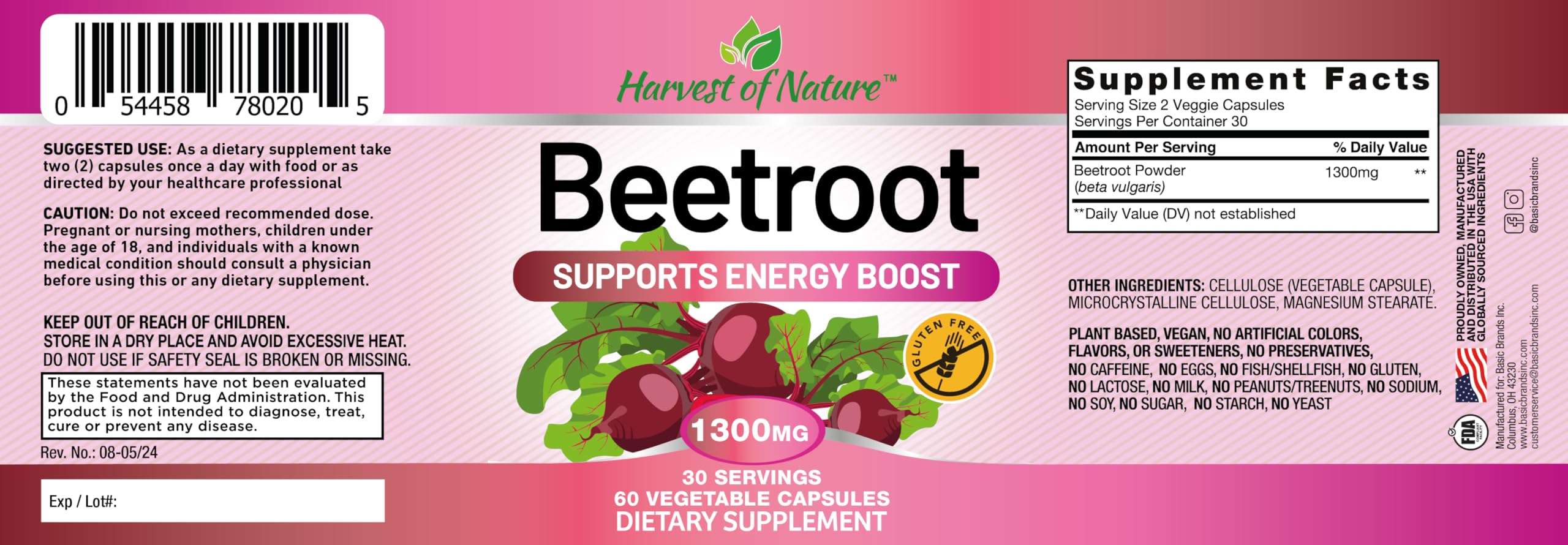 Quality seal on Harvest of Nature Beet Root 1300mg bottle