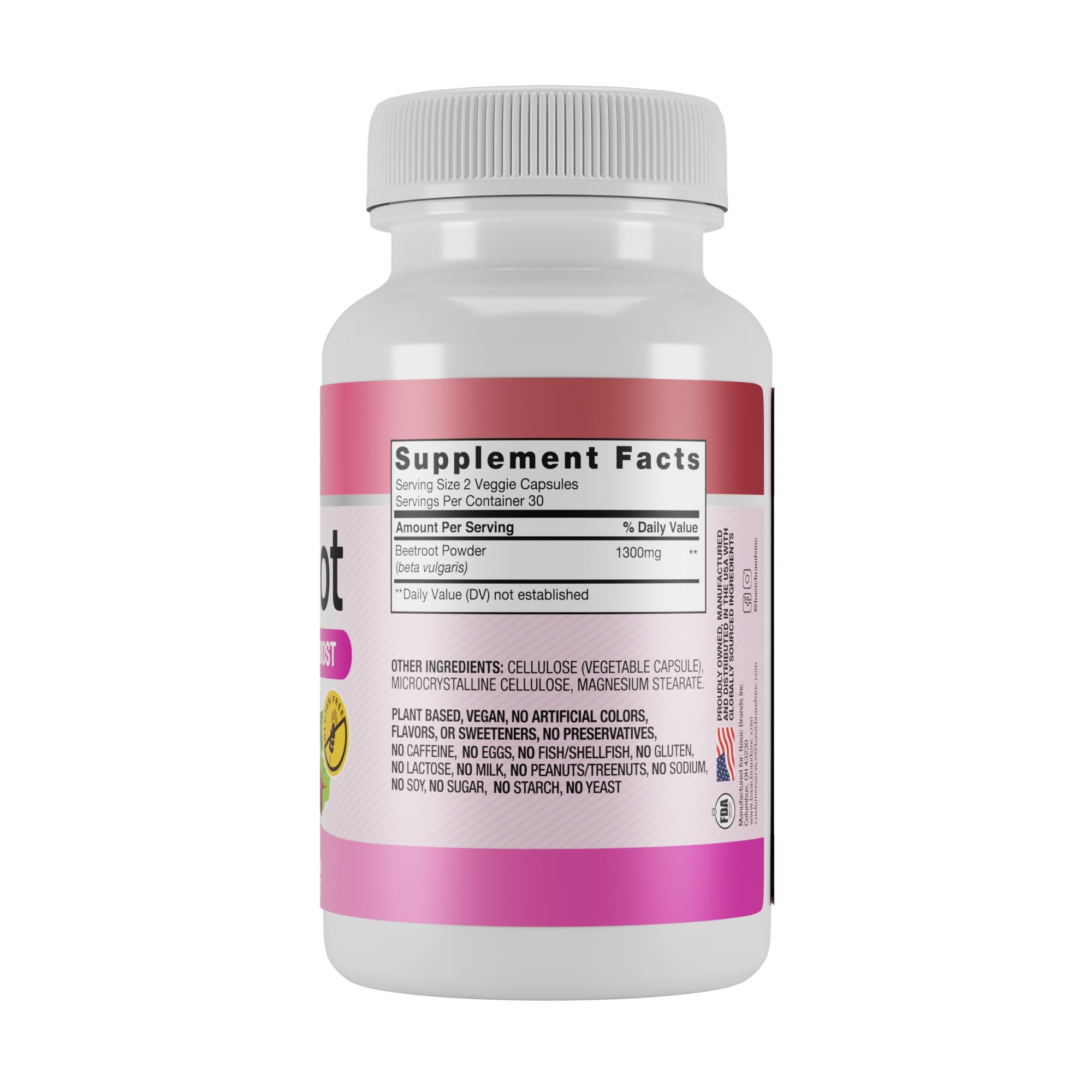 Label detail on Harvest of Nature Beet Root 1300mg package highlighting quality