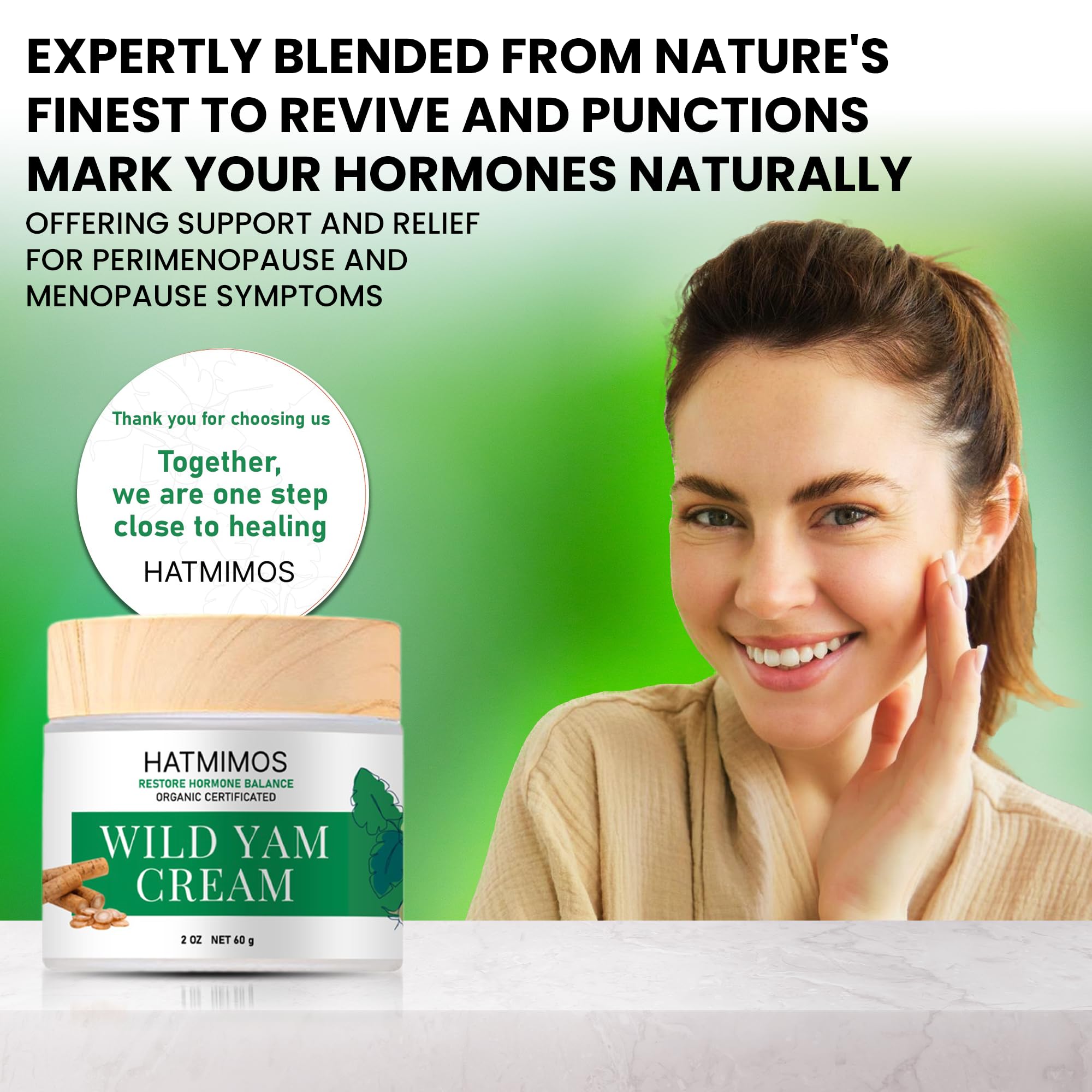 HATMIMOS Wild Yam Cream application demonstrating easy smoothing on skin