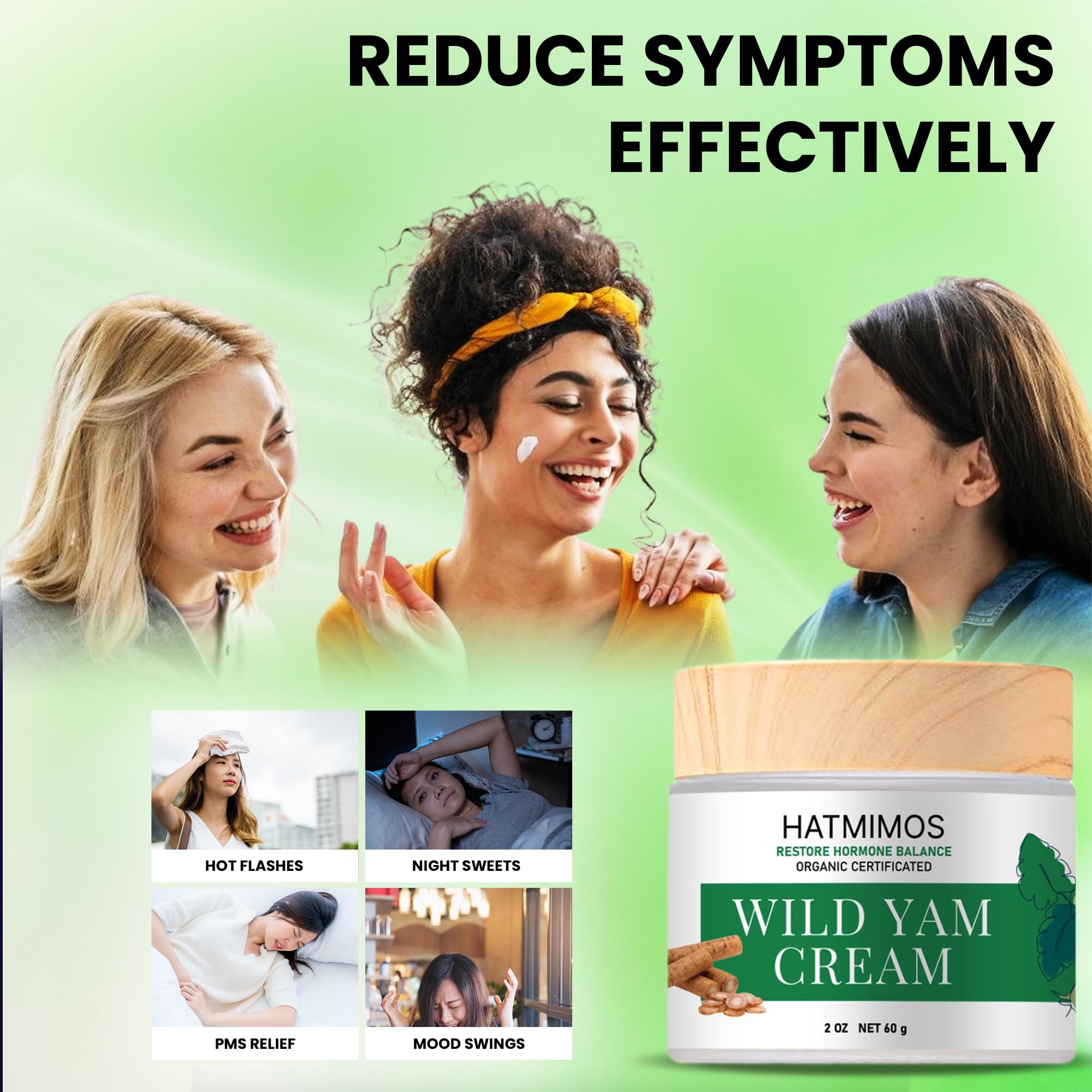 HATMIMOS Wild Yam Cream packaging on shelf suggesting hormone balance support potential