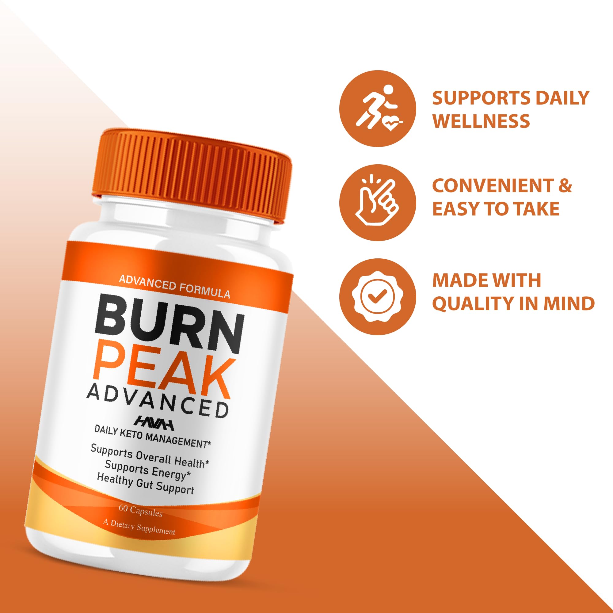 Havah Burn Peak bottle closeup showing capsule texture for easy intake.