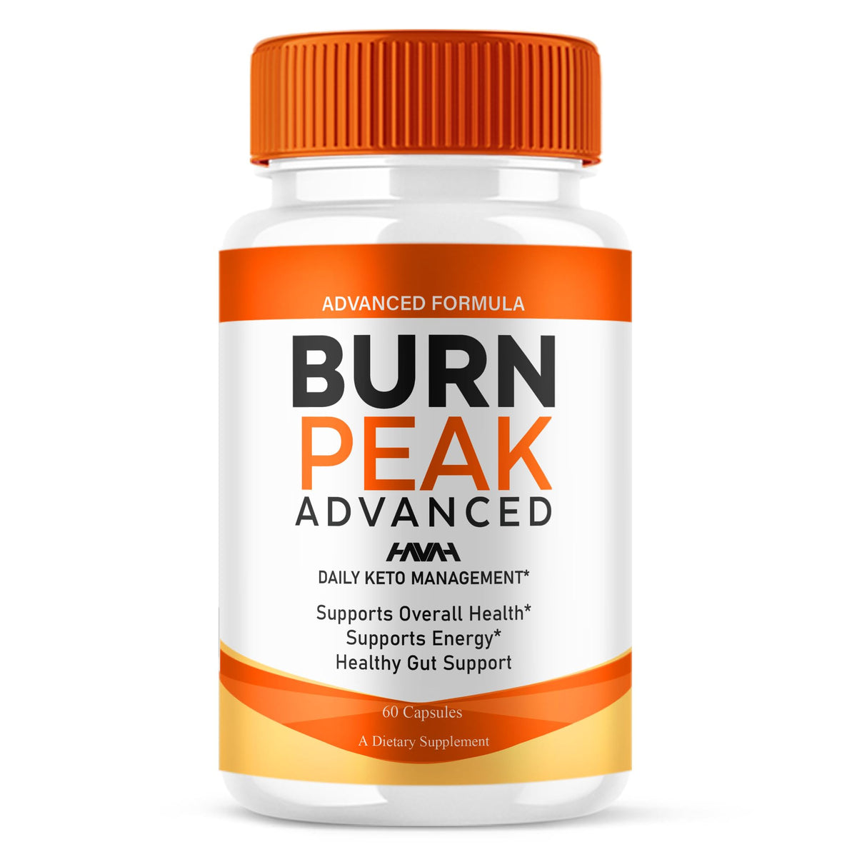 Havah Burn Peak bottle front with branding and hint of daily vitality.
