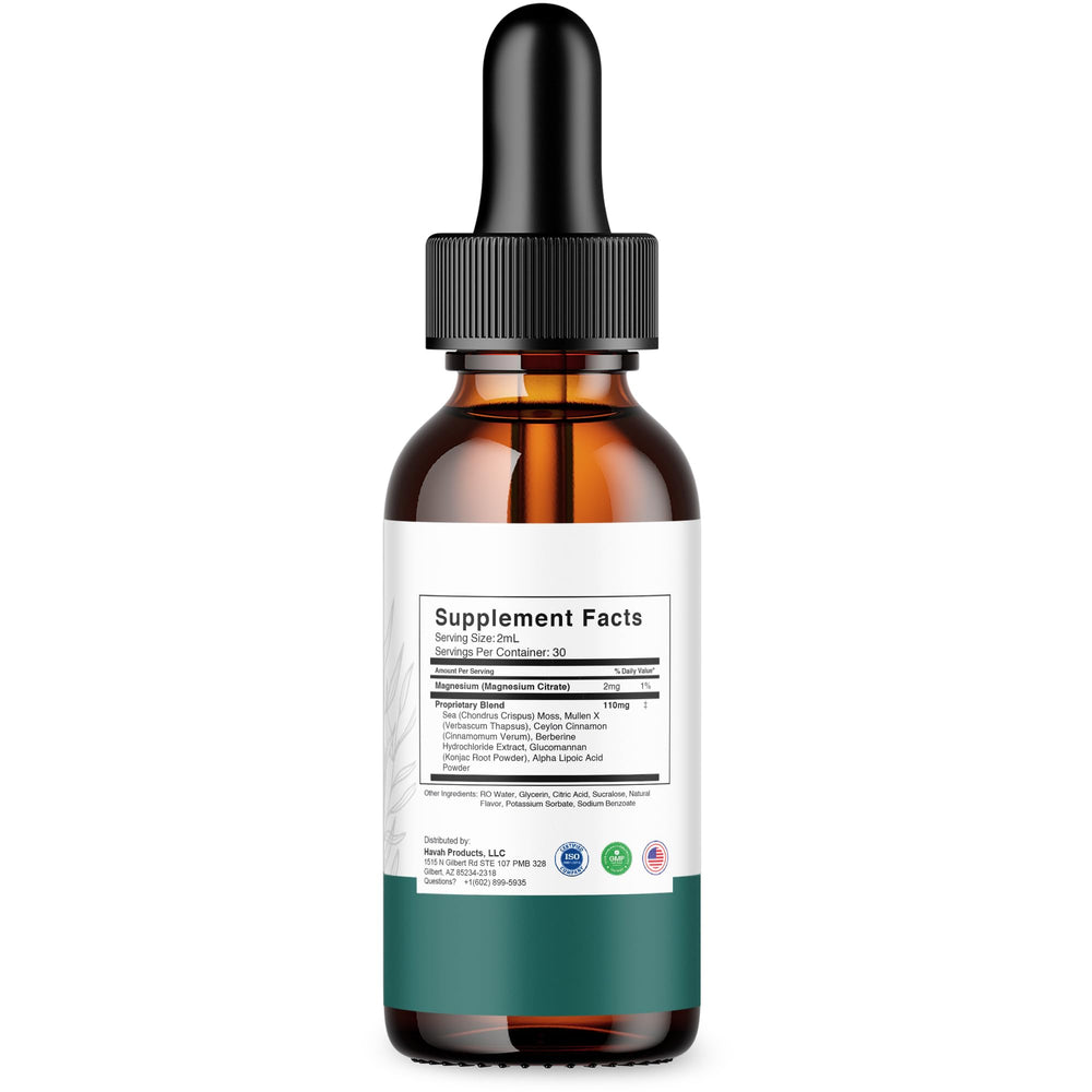 Havah DropThePounds liquid ready to be added to drinks or routines.