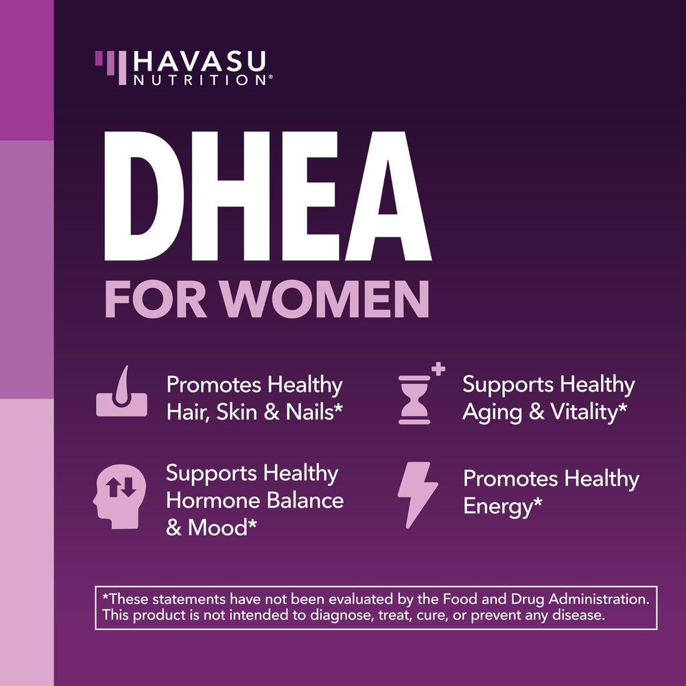 Havasu DHEA label detail, emphasizing vegan, non-GMO, gluten-free attributes.