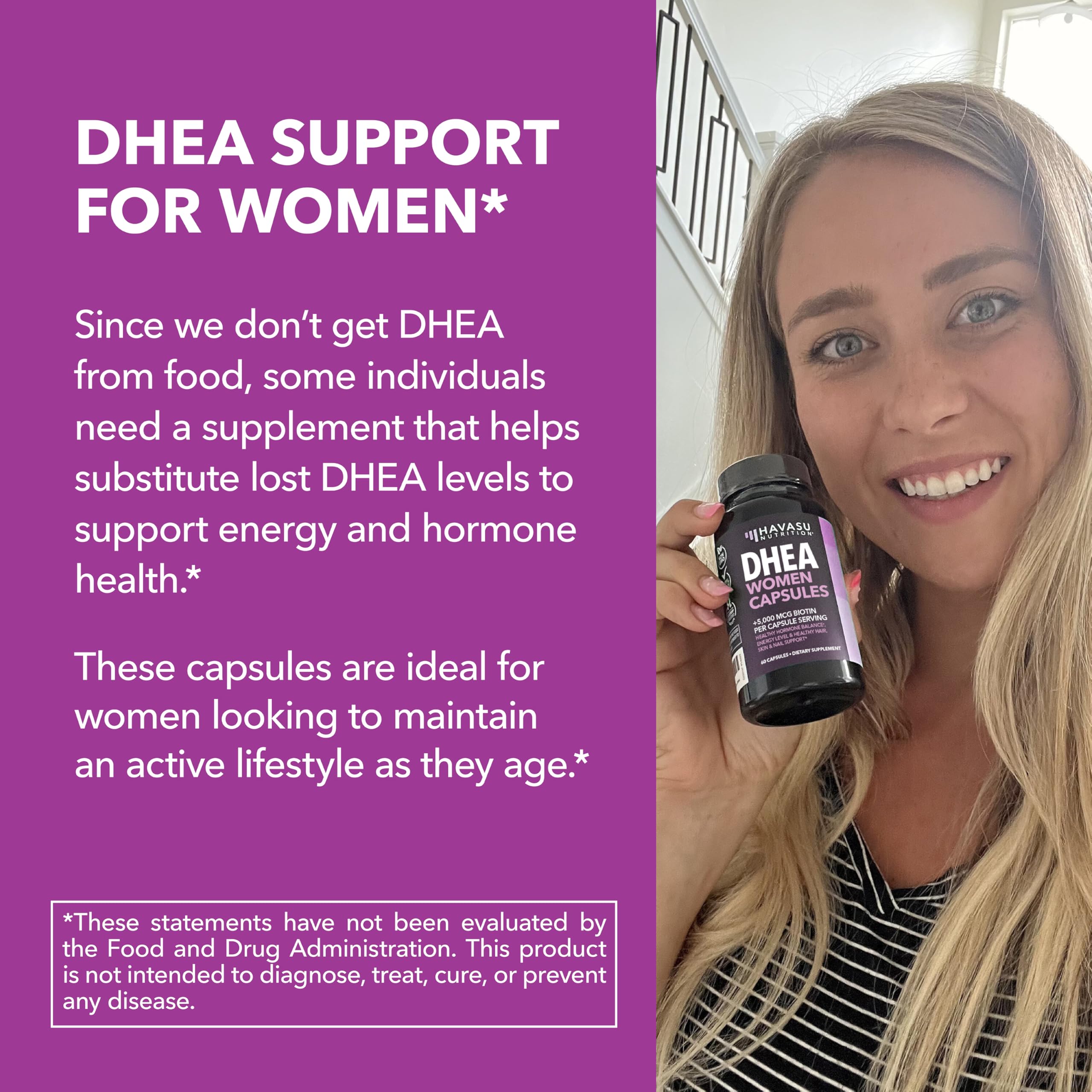 HAVASU DHEA vegan capsule close-up highlighting clean formula.