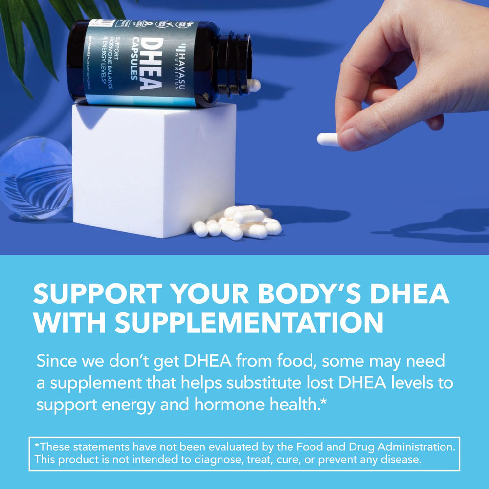Blister-pack of HAVASU NUTRITION DHEA 50mg capsules for easy-to-take format