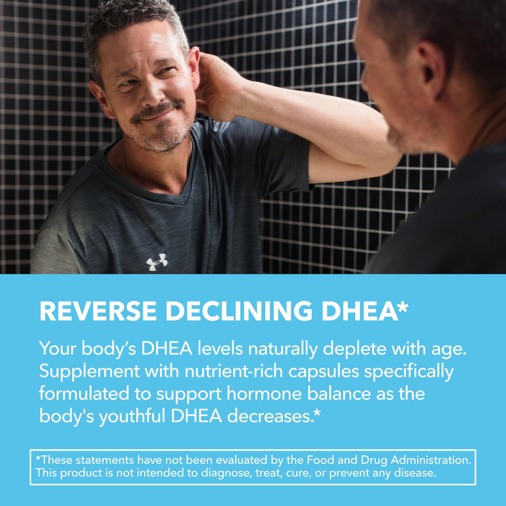 Dosing guide card for HAVASU NUTRITION DHEA 50mg suggesting 50 mg increments