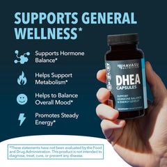 Packaging box for HAVASU NUTRITION DHEA 50mg showing vegan, non-GMO, 60 capsules