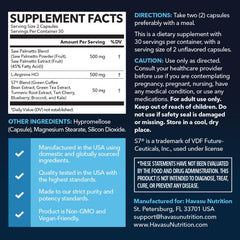 HAVASU NUTRITION L-Arginine 500mg capsules close-up highlighting nitric oxide precursor.