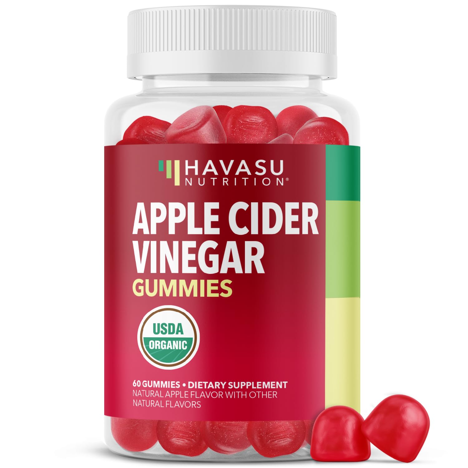 HAVASU NUTRITION Apple Cider Vinegar Gummies bottle showing convenient digestion support.