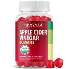 HAVASU NUTRITION Apple Cider Vinegar Gummies bottle showing convenient digestion support.