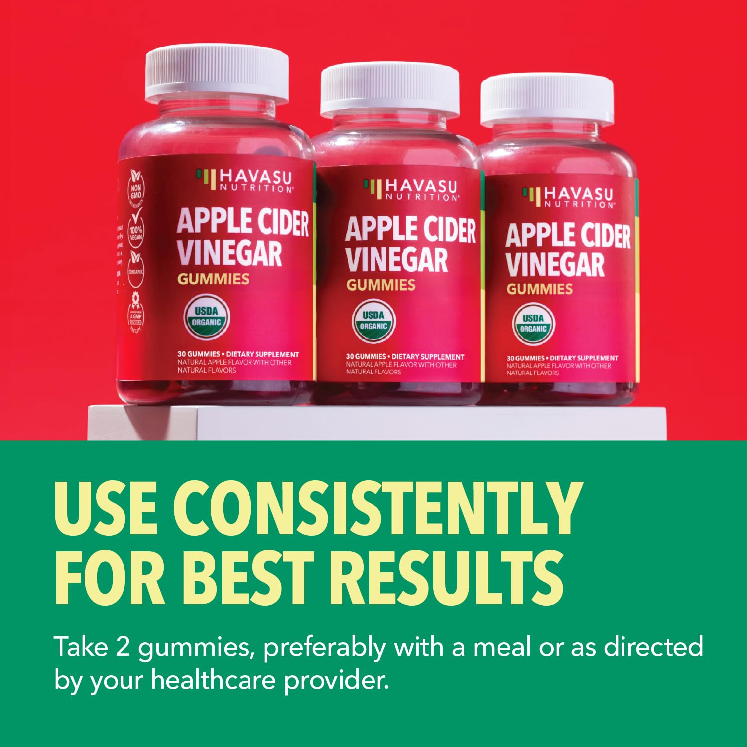 HAVASU NUTRITION Apple Cider Vinegar Gummies gummy texture close-up highlighting premium quality.