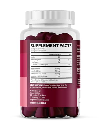 HAVASU NUTRITION Beet Root Gummies close-up highlighting CoQ10 and pomegranate