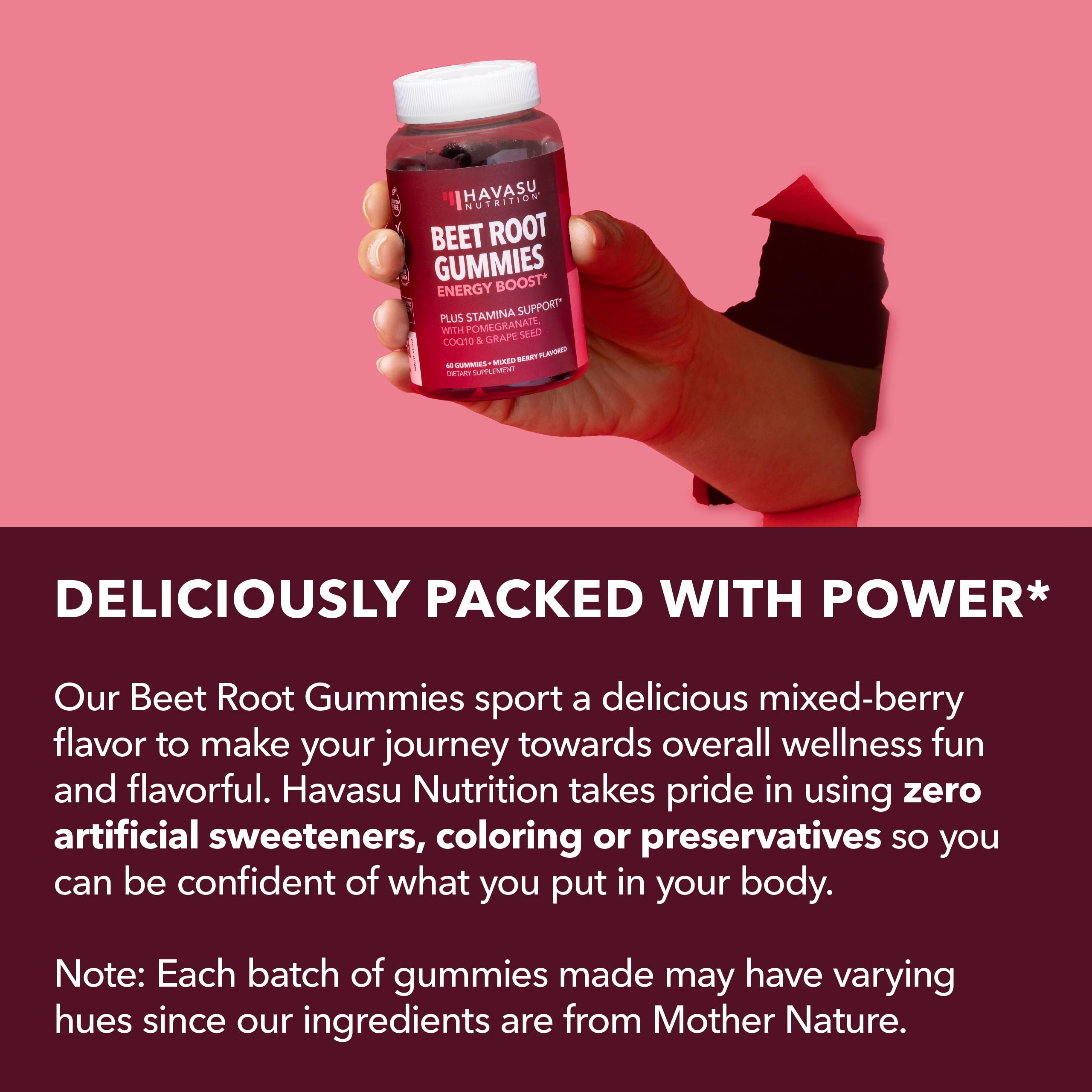 HAVASU NUTRITION Beet Root Gummies on-the-go snack concept