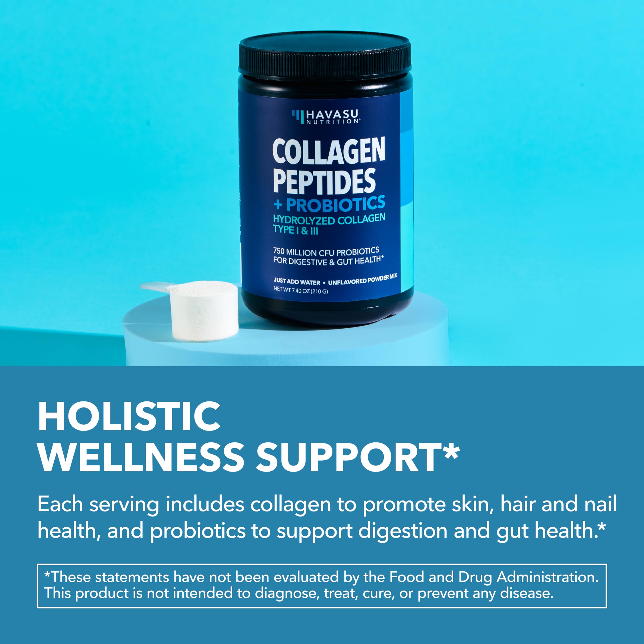 HAVASU NUTRITION collagen peptides close-up emphasizes hair and nails support