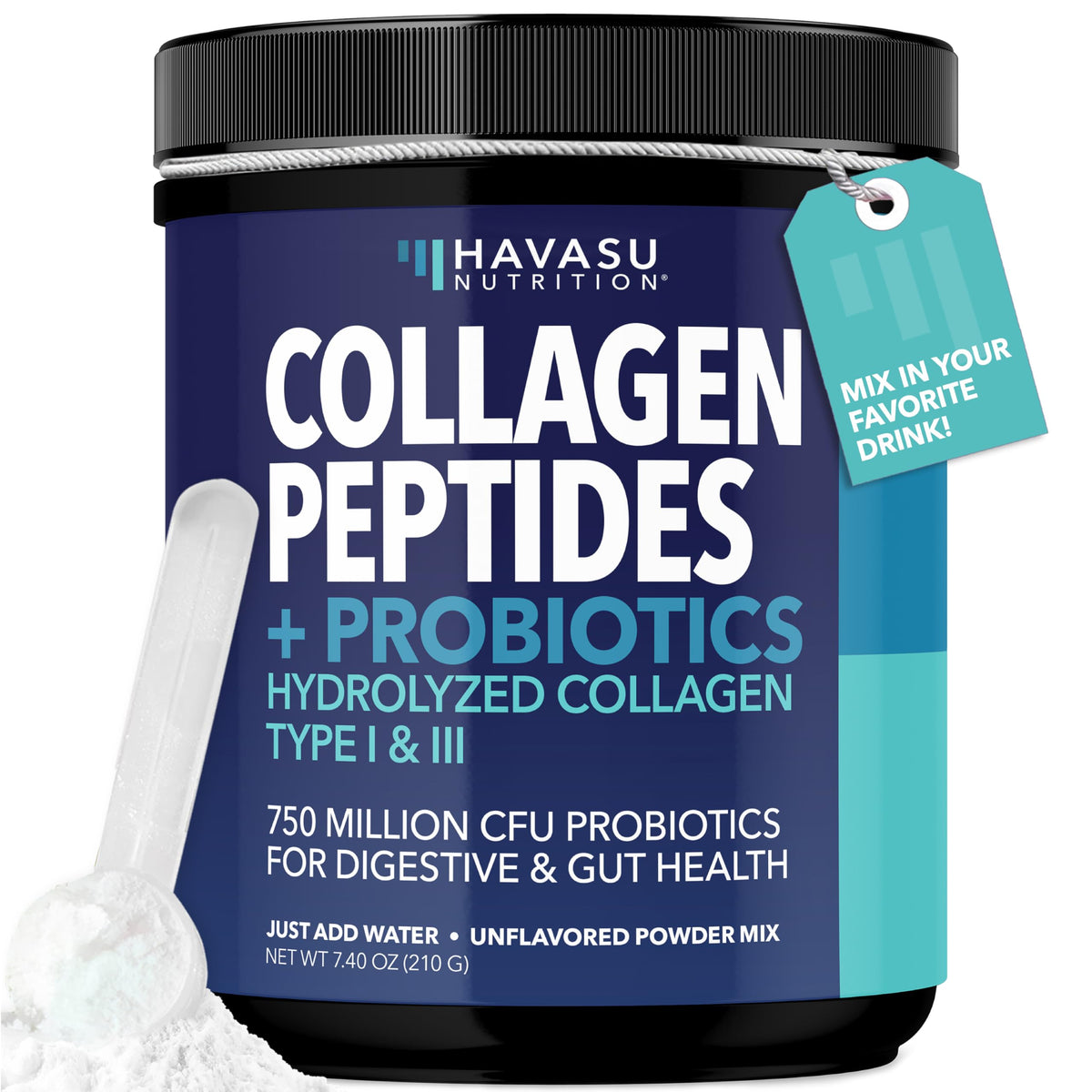 HAVASU NUTRITION collagen peptides tub highlights grass-fed formula for skin and nails